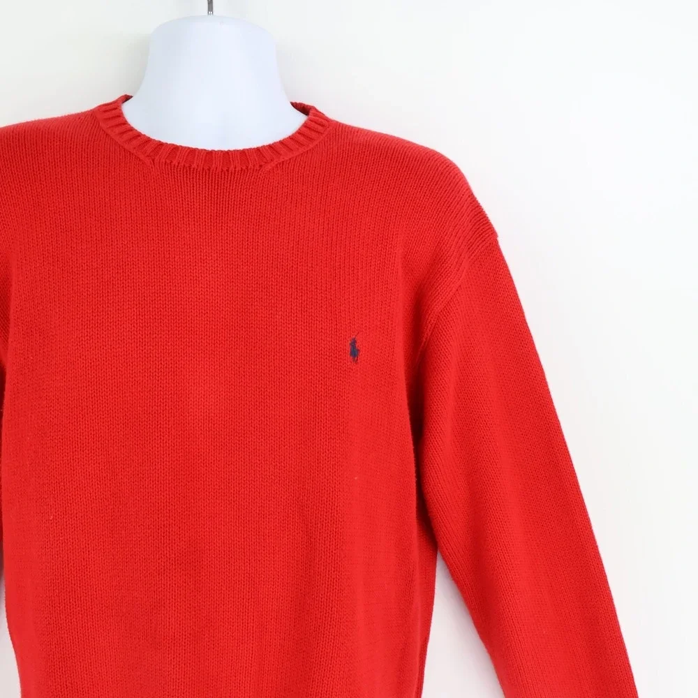 Polo by Ralph Lauren Sweater Mens Sz XL Red‎ 100% Cotton Comfort Soft Round Neck